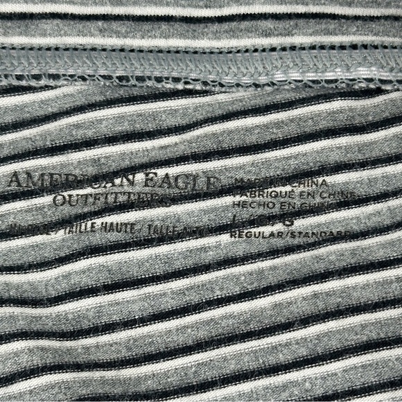 Amerian Eagle Leggings Womens Large Gray Black Striped - Picture 3 of 11